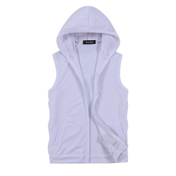 Men's Sleeveless Zipper Hoodie Hooded Workout Gym Sport Vest Tank Top - Picture 8 of 8